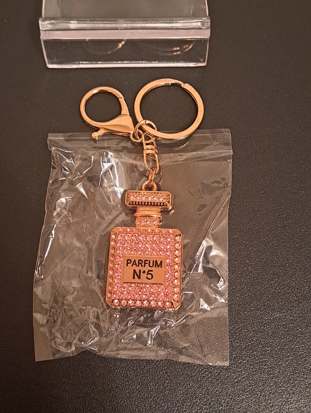 Crystal Parfum N°5 Bottle Keychain - Pink Gold NWOT